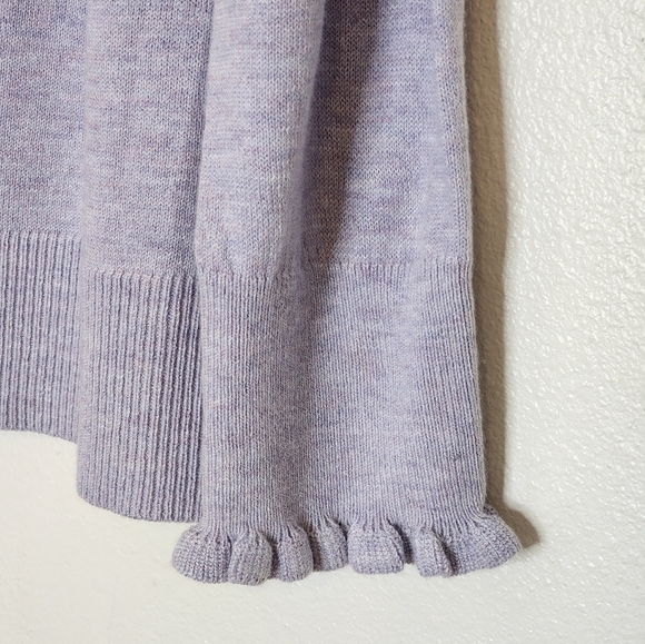 NEW Loft Mock Neck Sweater Heather Lilac Ruffle Cuffs Preppy Fall Winter Comfy - Picture 5 of 13